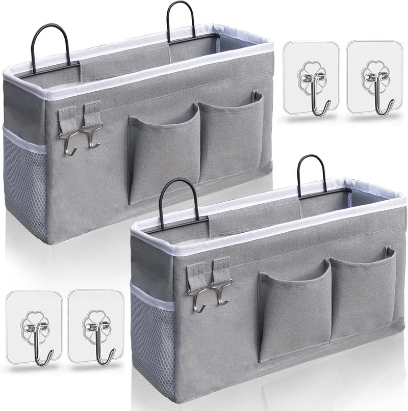 Kanrichu 2pcs Hanging Baskets for Organizing,Fabric Wall storage Basket,Wall Organizer for Closet,Kitchen, Bedroom, Office, RV Camper,Locker (Gray) - Image 1